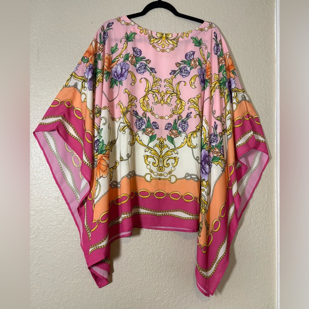 Belle by Kim Gravel Pink and Orange Floral Blouse - Picture 3 of 9